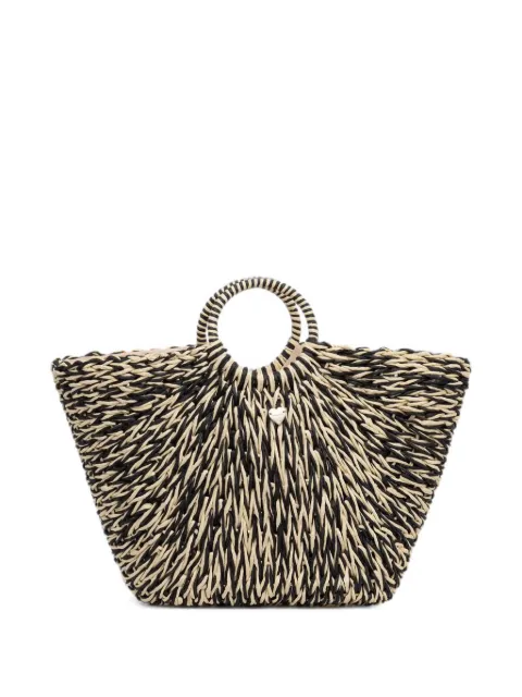 TWINSET woven heart-plaque beach bag Neutrals 261LM8ADD