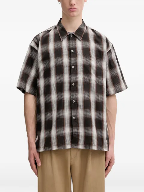 BEAMS check-print short-sleeved shirt Blue 11011669803