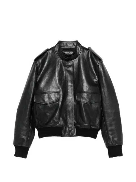 TOM FORD epaulette-detail leather jacket Black CSL805LEX476