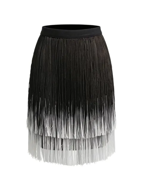 Gemy Maalouf tassel-embellished tiered skirt Black LPW247105SS