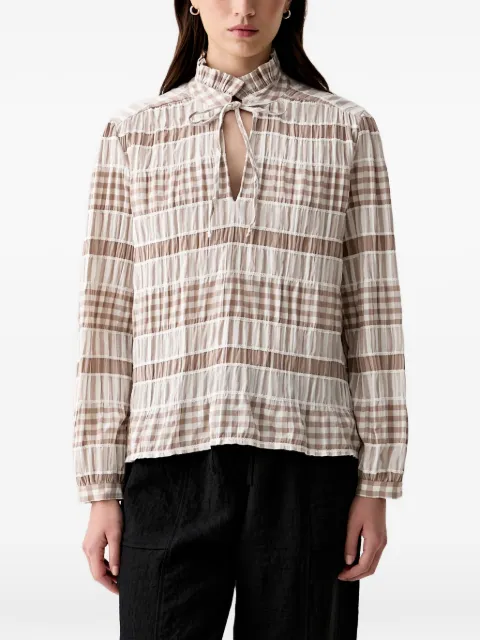 Barbour Hinton gingham-pattern ruffled-effect blouse Neutrals LSH1763