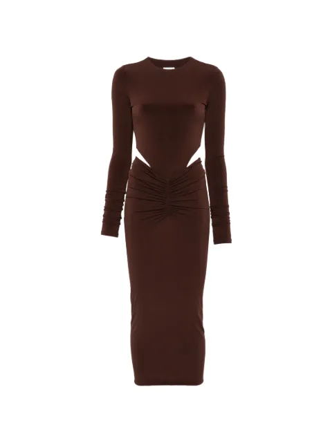 THE ANDAMANE Heloise cut-out ruched midi dress Brown T200165ATJP199