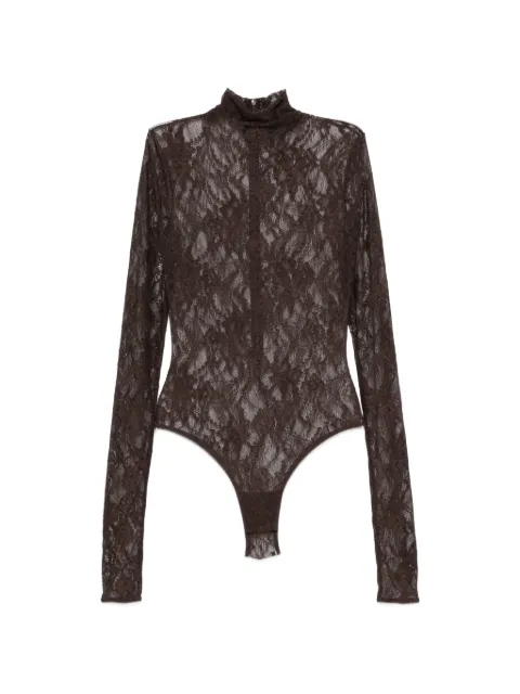 THE ANDAMANE Ziggy lace-pattern high-neck bodysuit Brown T200736ATJP200