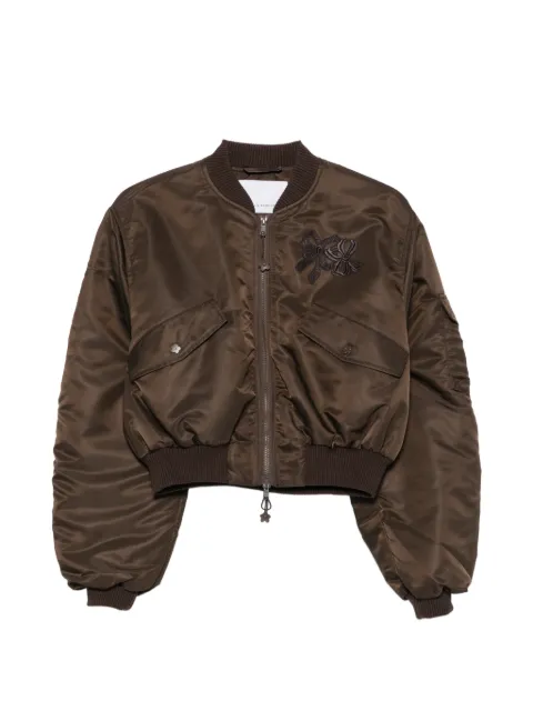Cecilie Bahnsen ruched-sleeve cropped bomber jacket Brown OTW21004
