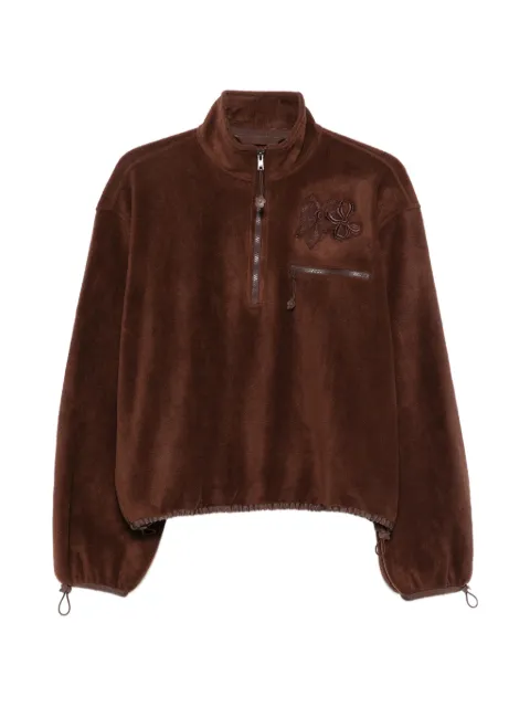 Cecilie Bahnsen bow-embroidered quarter-zip sweater Brown RTW14004