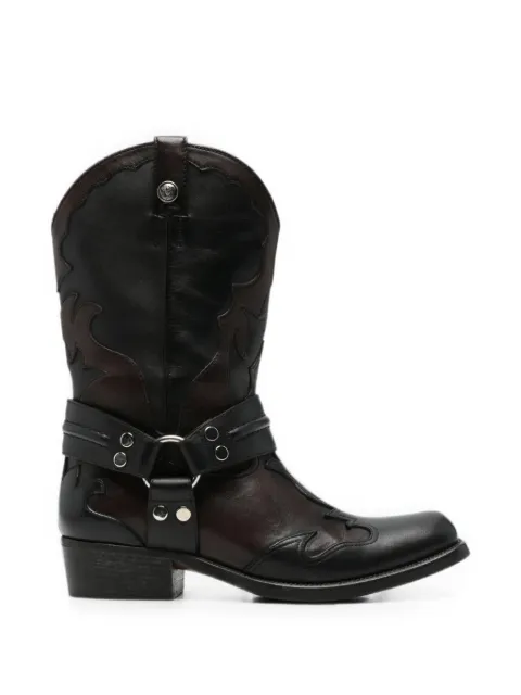 Versace harness-detail embroidered boots Black 10252751A18030