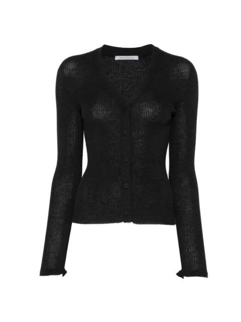 Cecilie Bahnsen ribbed-knit V-neck cardigan Black 226KNI52004CBFOLKECARDIGAN