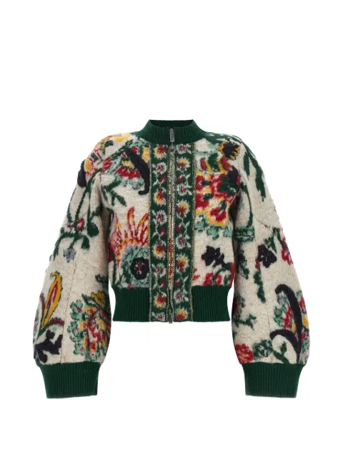 sacai floral-jacquard cropped jacket Neutrals 2608606