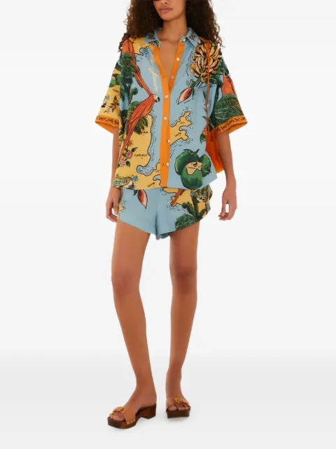 FARM Rio multicolor Beaches Path drawstring shorts Blue 356452