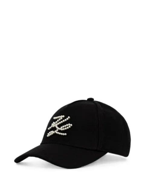 Karl Lagerfeld pearl-embellished logo-embroidered cap Black B3W33005999