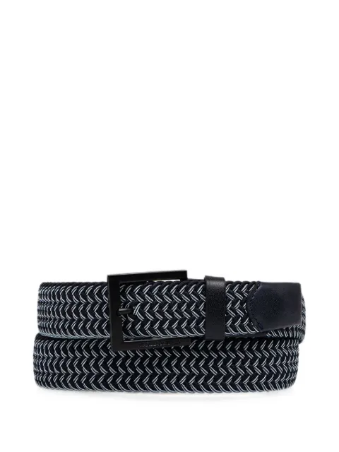 Karl Lagerfeld woven leather-trim belt Blue 805300563108