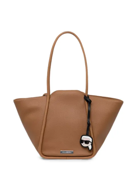 Karl Lagerfeld logo-plaque pebbled-effect tote bag Brown B3W301161XV