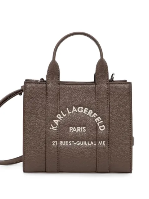 Karl Lagerfeld logo-embroidered pebbled tote bag Brown B1W300422PR