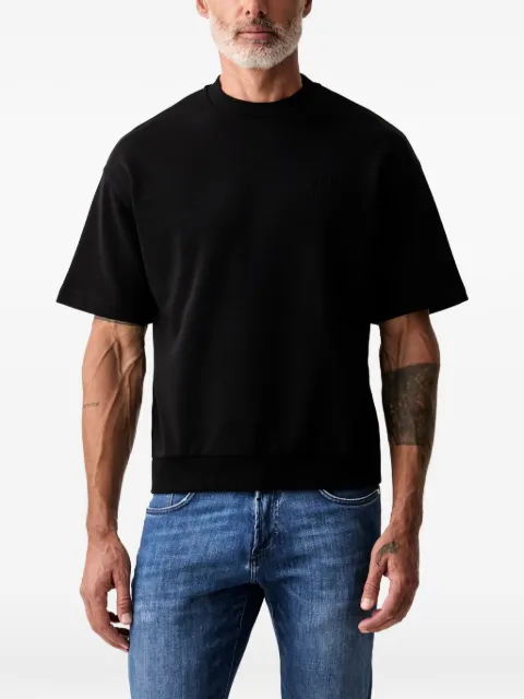 Karl Lagerfeld logo-embroidered ribbed-trim T-shirt Black 705109563900