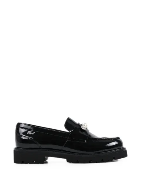 Karl Lagerfeld pearl-trim leather loafers Black KL42221