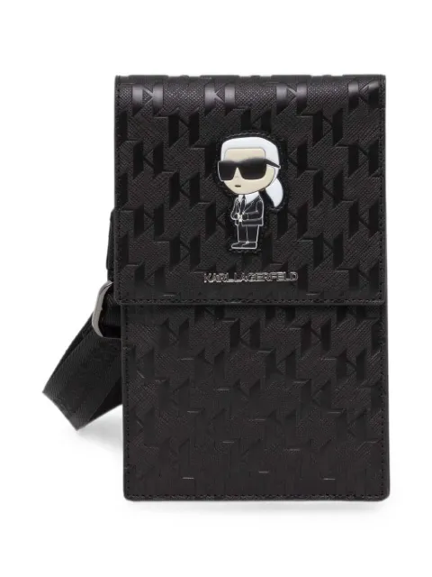 Karl Lagerfeld monogram-embossed Ikonik phone bag Black KLWBSAKHPKK