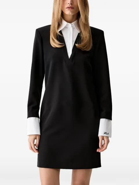 Karl Lagerfeld contrast-collar V-neck mini dress Black B3W13043101