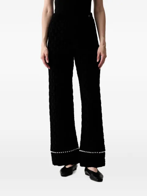 Karl Lagerfeld basket-weave faux-pearl-embellished trousers Black B3W10082999