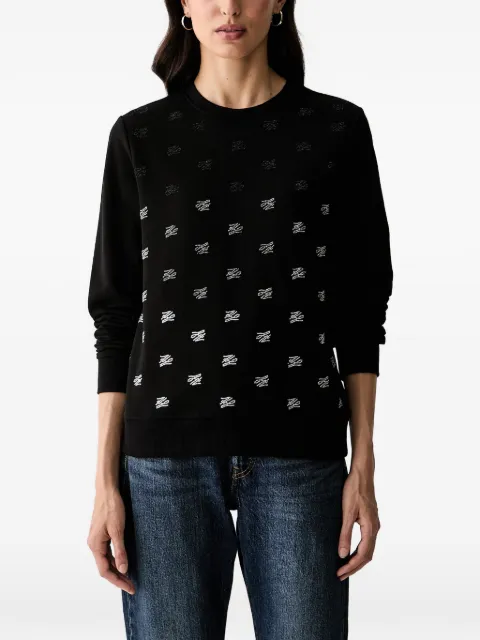 Karl Lagerfeld crystal-embellished logo-pattern sweater Black B3W20029999