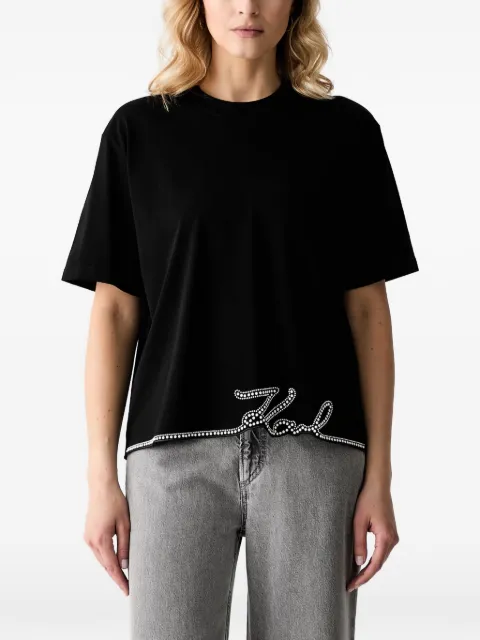 Karl Lagerfeld crystal-embellished T-shirt Black B3W17065999