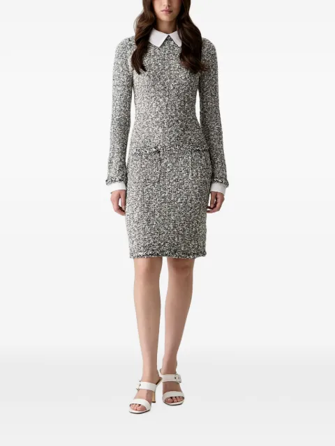 Karl Lagerfeld tweed contrast-collar midi dress Grey B3W13040B83