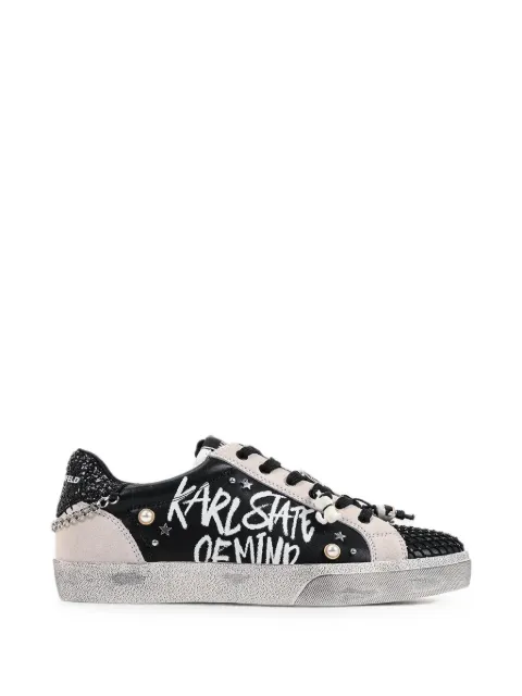 Karl Lagerfeld Skool graffiti-print sneakers Black KL60116S000