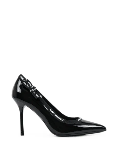 Karl Lagerfeld patent-finish logo-tape pumps Black KL30908R1BP