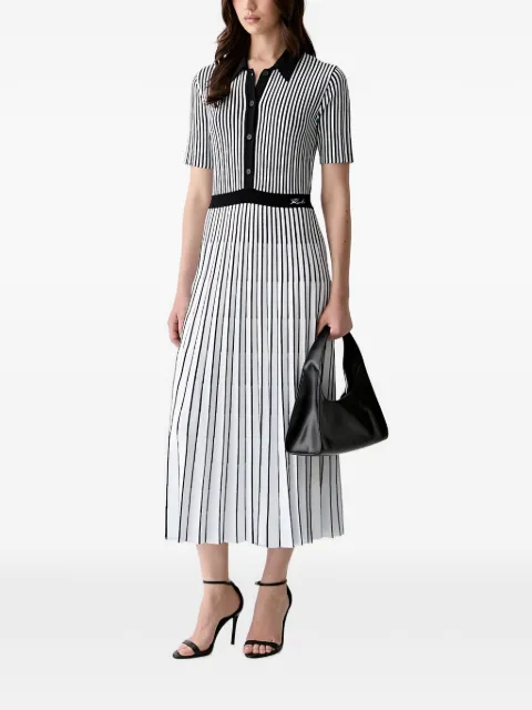 Karl Lagerfeld striped pleated midi dress White B3W13036101