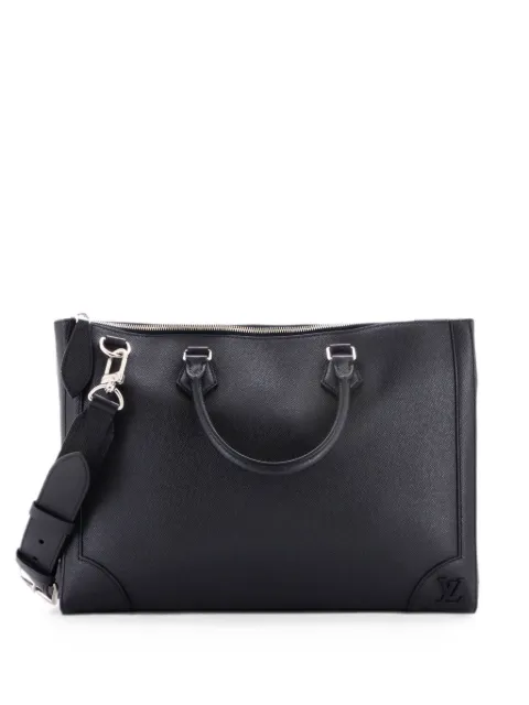Louis Vuitton Pre-Owned Slim Briefcase Taiga Leather business bag Black RVE5IL9WGIHRTOPD