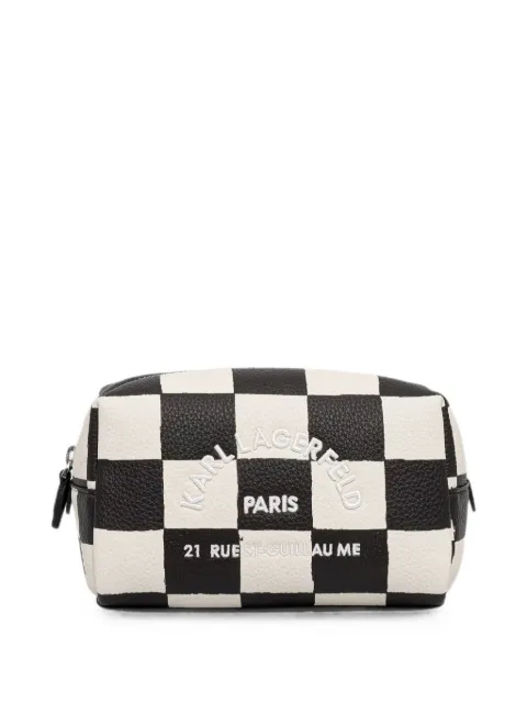Karl Lagerfeld checkered logo-embroidered make-up bag Black B3W32084Q99