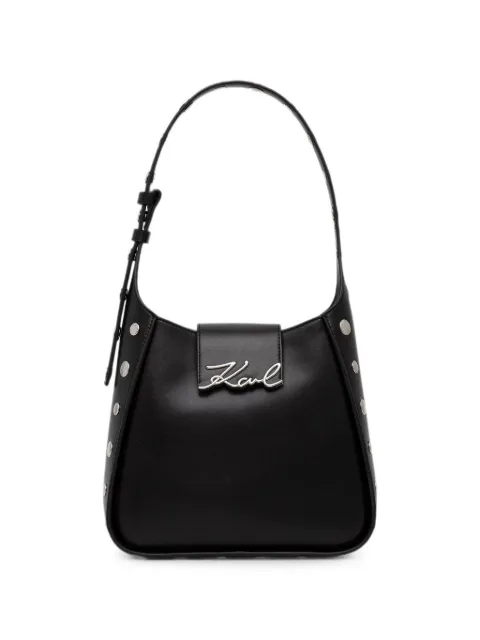 Karl Lagerfeld stud-embellished logo-plaque tote bag Black B3W300221RC