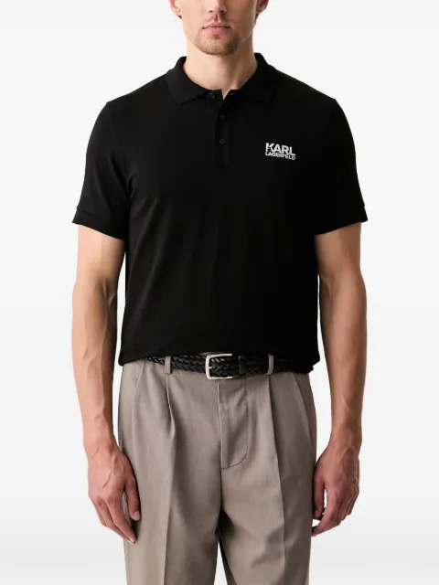 Karl Lagerfeld logo-print short-sleeve polo shirt Black 745780563235