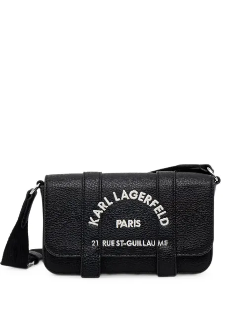 Karl Lagerfeld logo-embroidered pebbled crossbody bag Black B3W30342101