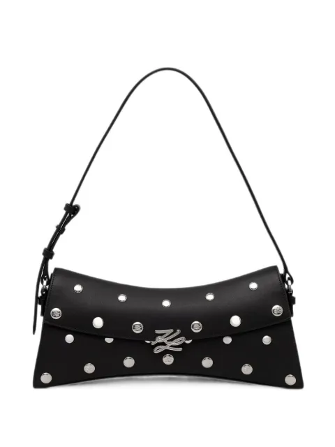 Karl Lagerfeld stud-embellished logo-plaque shoulder bag Black B3W303201RC