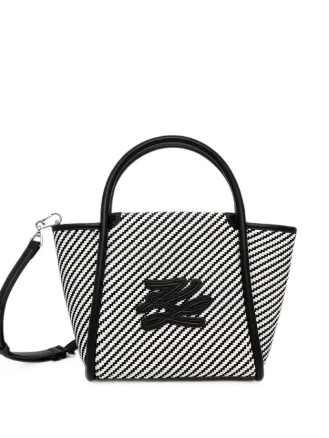 Karl Lagerfeld woven-design logo-patch tote bag White B3W30314101
