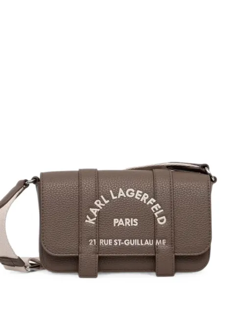 Karl Lagerfeld logo-embroidered grained shoulder bag Brown B3W303422PR