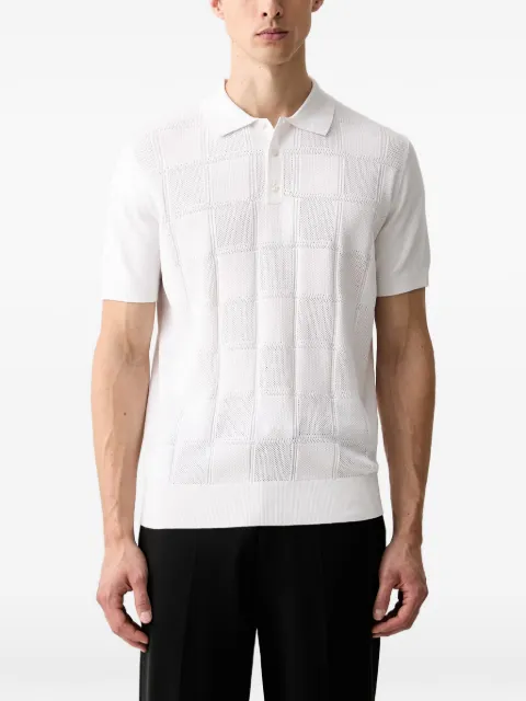 Karl Lagerfeld check-patterned pointelle-knit polo shirt White KL260020010