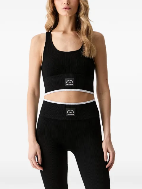 Karl Lagerfeld logo-patch ribbed-knit top Black B3W17090999