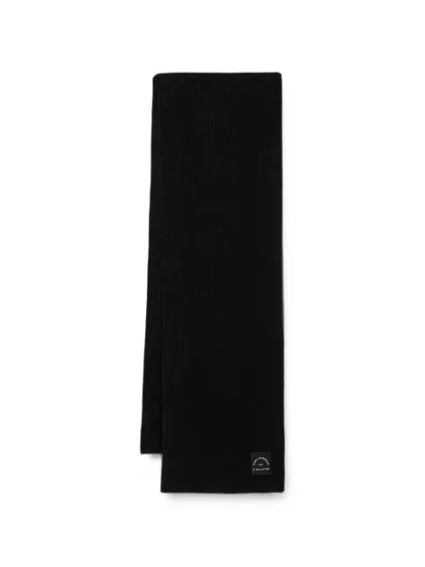 Karl Lagerfeld logo-patch ribbed scarf Black B3W33042999