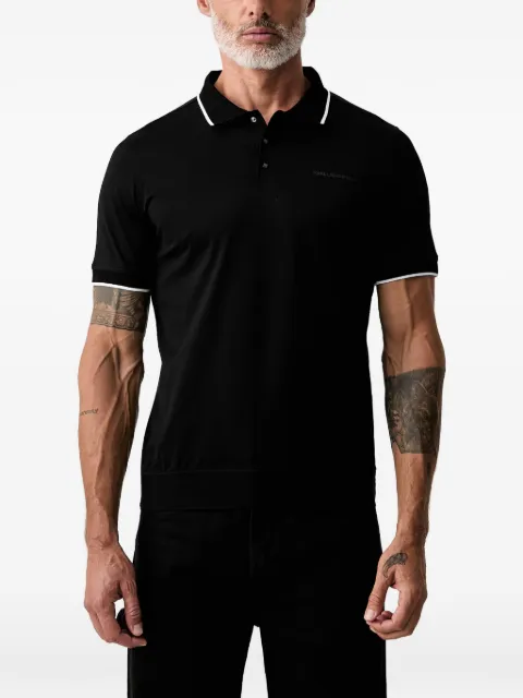 Karl Lagerfeld logo-print tipped polo shirt Black 745080563200