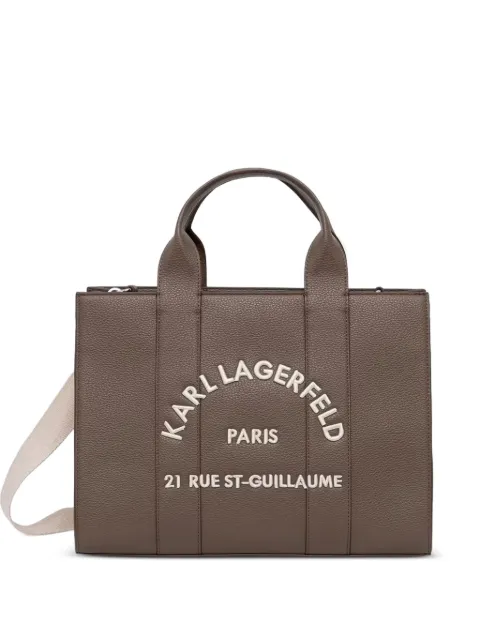 Karl Lagerfeld logo-embroidered pebbled tote bag Brown B1W300412PR
