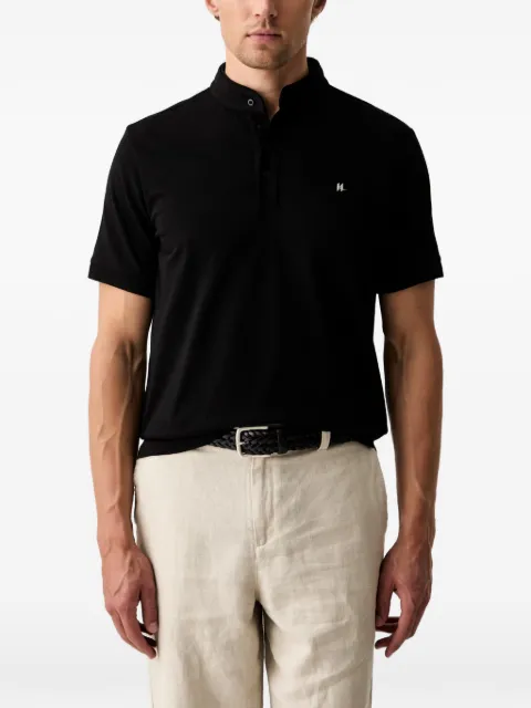 Karl Lagerfeld logo-plaque mandarin-collar T-shirt Black 745016563235