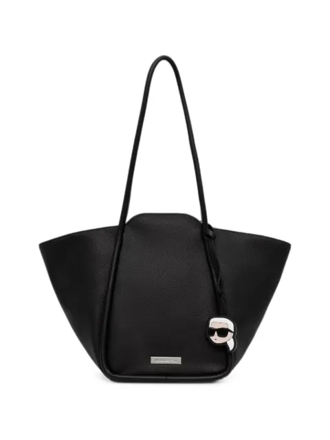 Karl Lagerfeld logo-plaque pebbled tote bag Black B3W30116999