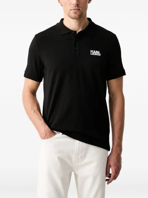 Karl Lagerfeld logo-print short-sleeve polo shirt Black 745780500235