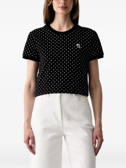 Karl Lagerfeld polka-dot logo-patch T-shirt Black B3W17039A43