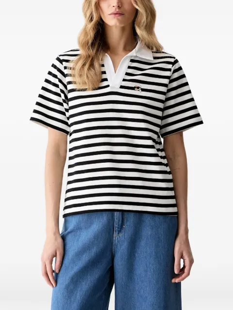 Karl Lagerfeld striped logo-patch polo shirt White B3W170421VE