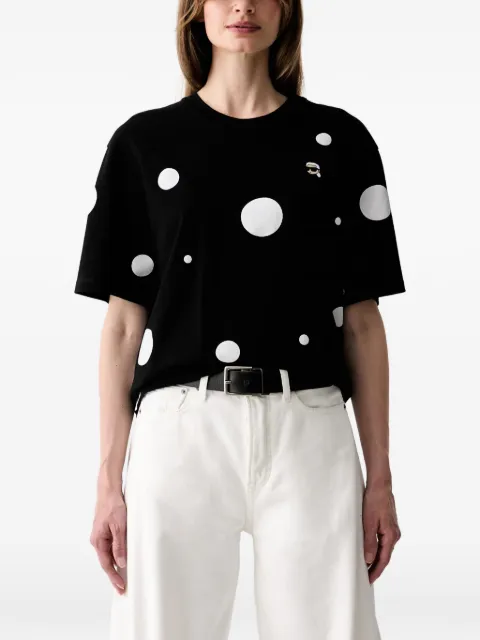 Karl Lagerfeld polka-dot logo-patch T-shirt Black B3W17040B85