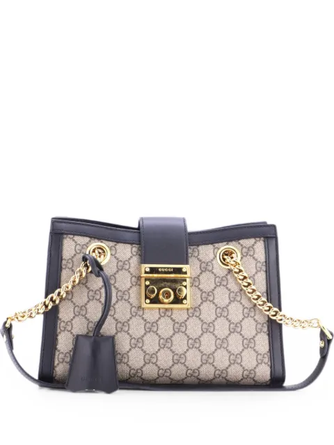 Gucci Pre-Owned Padlock Chain Tote GG Coated Canvas with Leather Small shoulder bag Blue 8HEIXC0KC84OPCJR