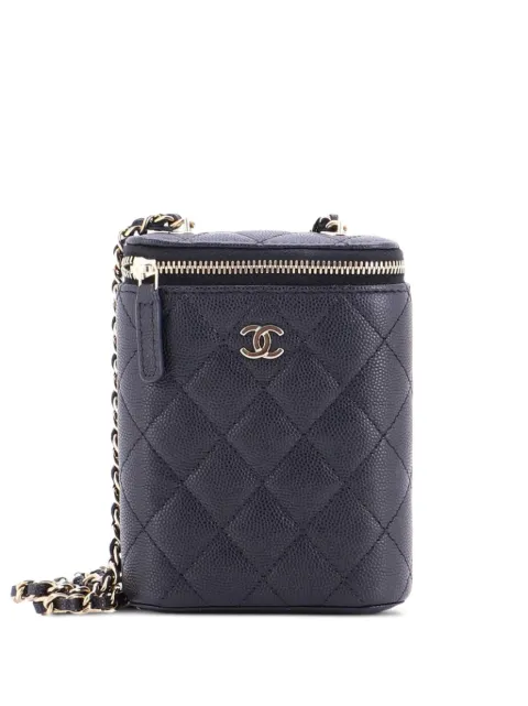 CHANEL Pre-Owned Vertical Classic Vanity Case with Chain Quilted Caviar Small shoulder bag Black 9T8Z5MNTSFD6NATT