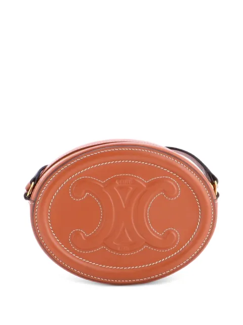 Celine Pre-Owned Triomphe Oval Leather crossbody bag Brown T8UKMNXJETLDD9FB